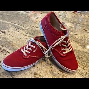 Vans Vintage Red & White Lace Up Tennis Sneakers